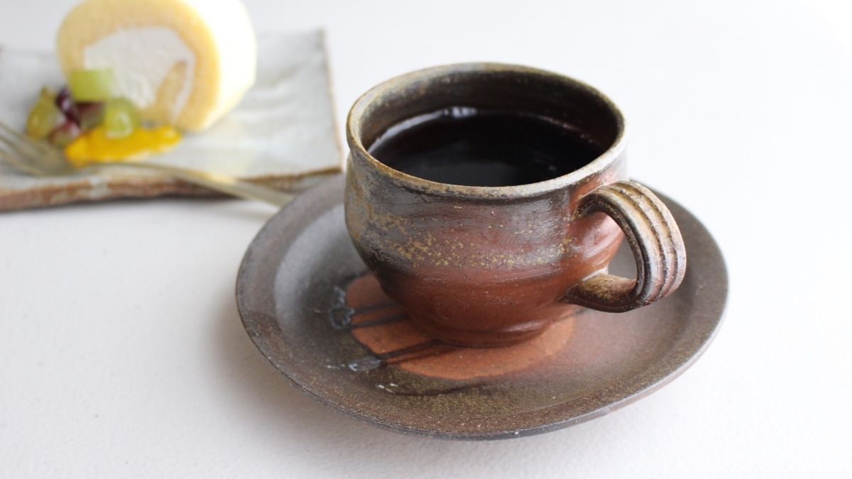All of them are one-of-a-kind! Bizen Pottery Cup & Saucer full of