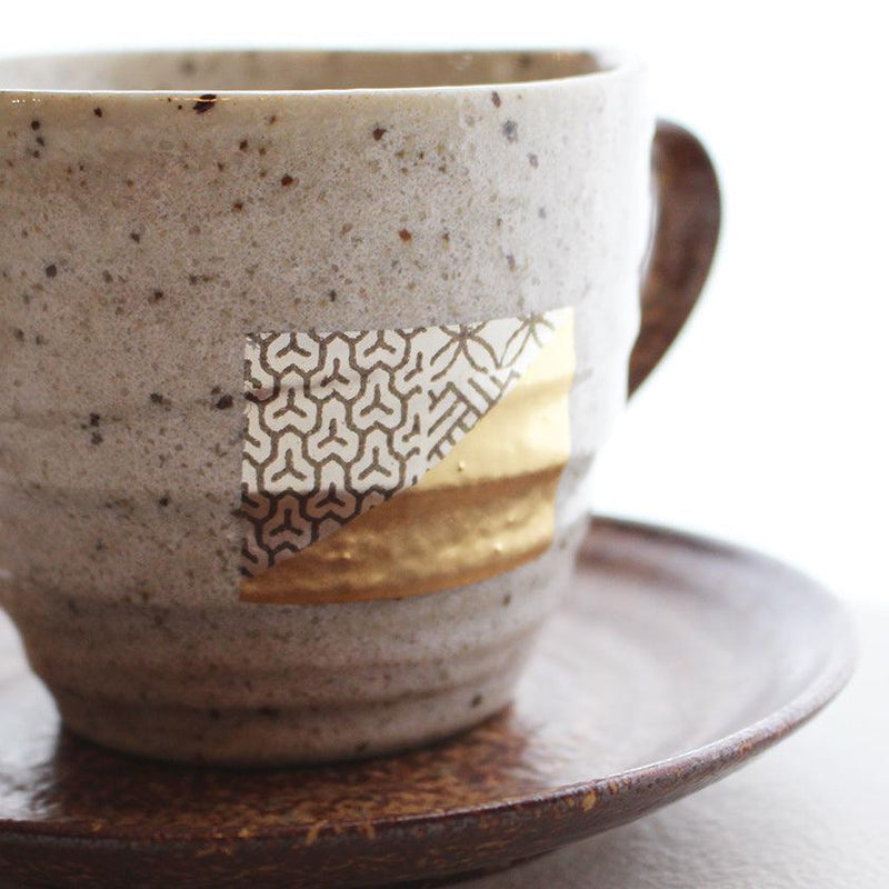 [แก้ว (ถ้วย)] ถ้วยกาแฟและชุดจานรอง | Hakuichi | ใบทอง Kanazawa