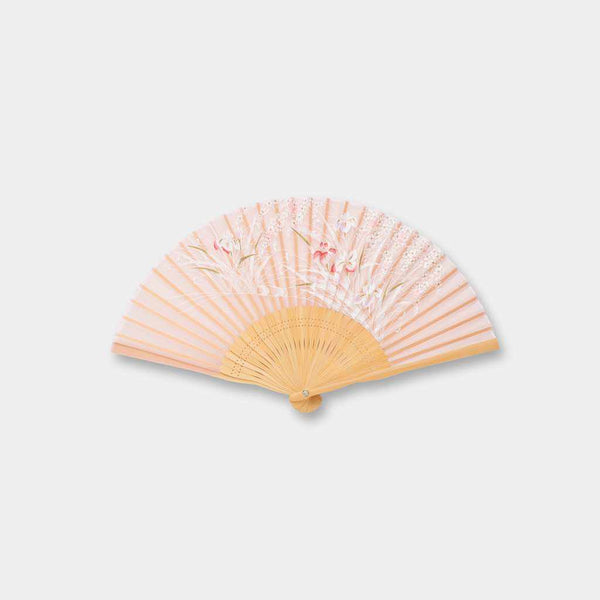 [แฟนมือ] แฟนผ้าไหม Ayame Pink | Kyoto Folding Fans | Ohnishi Tsune Shoten