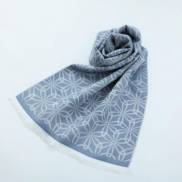 [Scarf] แผงขาย Hokusai Wachigai Asanoha (สีน้ำเงิน) | Hakata Textiles | Okano