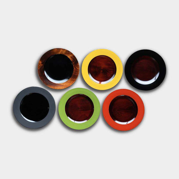 [จานใหญ่ (แผ่นเสียง)] 6 จานสี (21 ซม., 24 ซม.) | 87.5 | Kagawa Lacquerware