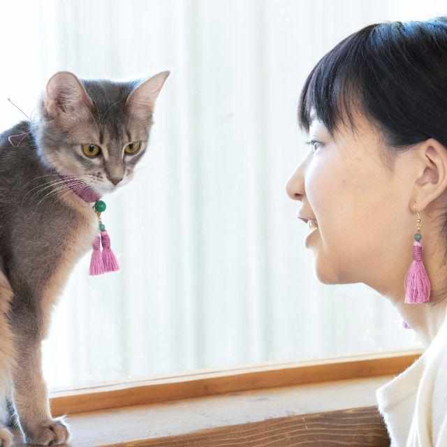 [อุปทานสัตว์เลี้ยง] สร้อยคอแมวสำหรับแมว (ปลอกคอ) Heian | Nakano Isuke | ลูกปัดพุทธศาสนาเกียวโต