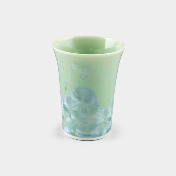 【京燒 清水燒】陶葊 花結晶 (綠) 杯