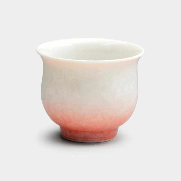 [Sake Cup] Flower Crystal (สีแดงบนพื้นหลังสีขาว) Guinomi | Touan | สินค้า Kyoto-Kiyomizu