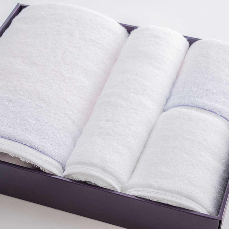 [TOWELS] "IRODORI" 1 BATH TOWEL AND 3 FACE TOWELS SET (PINK / WHITE) | IMABARI TOWELS