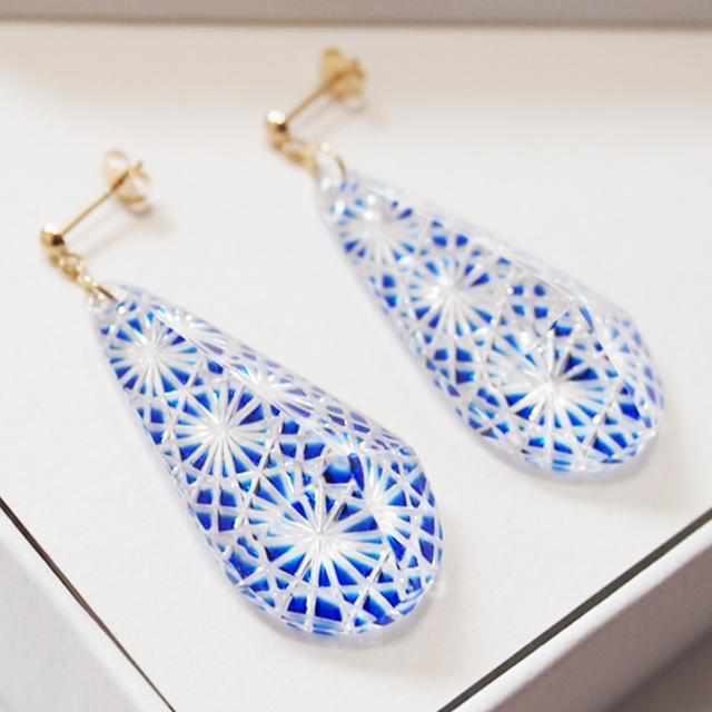 [ACCESSORY] TOKOBA DROP EARRINGS RURI CHRYSANTHEMUM JUMPSUIT (K18) | TOKOBA | EDO CUT GLASS[Make to order: approx. 2 months delivery time]