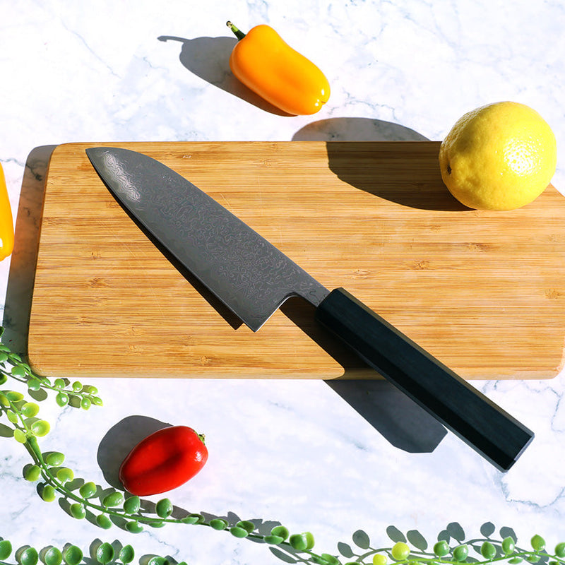 [廚房（廚師）刀] V10大馬士革，31層靛藍藍色八角形橡木手柄| Becos原創