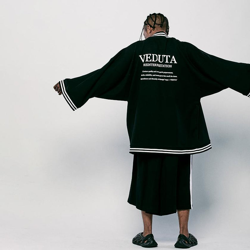 [แจ็คเก็ตและกางเกงกว้างชุดกิโมโน] ชีวิตหายไป (สีดำ) | Haori & Hakama | Veduta