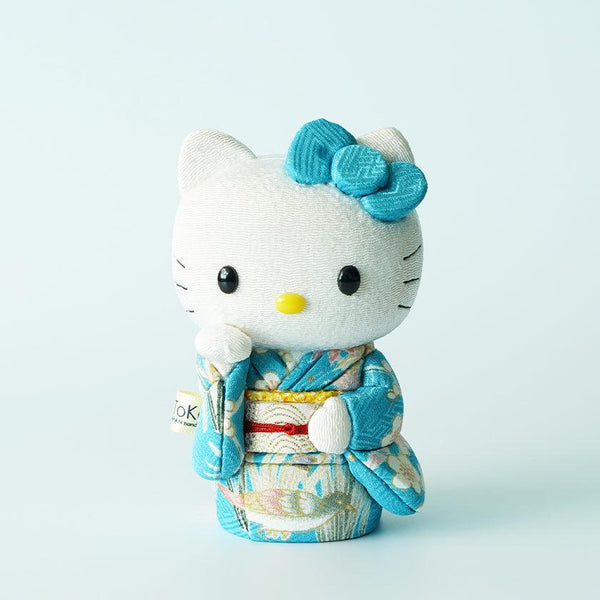 [Beckoning (Lucky) Cat] Hello Kitty (สีน้ำเงิน) | Edo Art Dolls | ตุ๊กตา Kakinuma