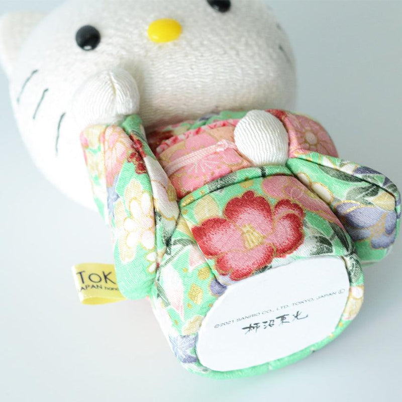[Beckoning (Lucky) Cat] Hello Kitty (สีเขียว) | Edo Art Dolls | ตุ๊กตา Kakinuma