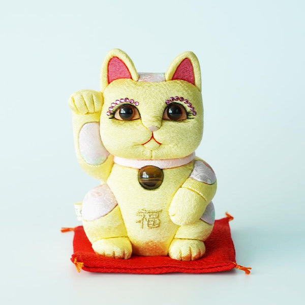 [Beckoning (Lucky) Cat] Maneki Neko Feng Shui DX Yellow (M) | Edo Art Dolls | ตุ๊กตา Kakinuma