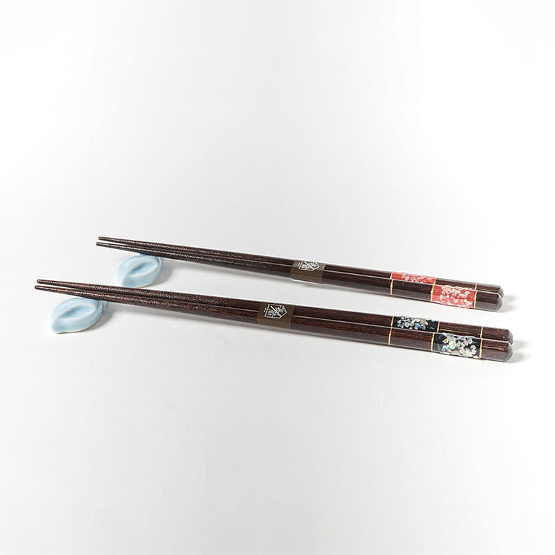 [Chopsticks] raden方格對與筷子休息| wakasa漆器|松本