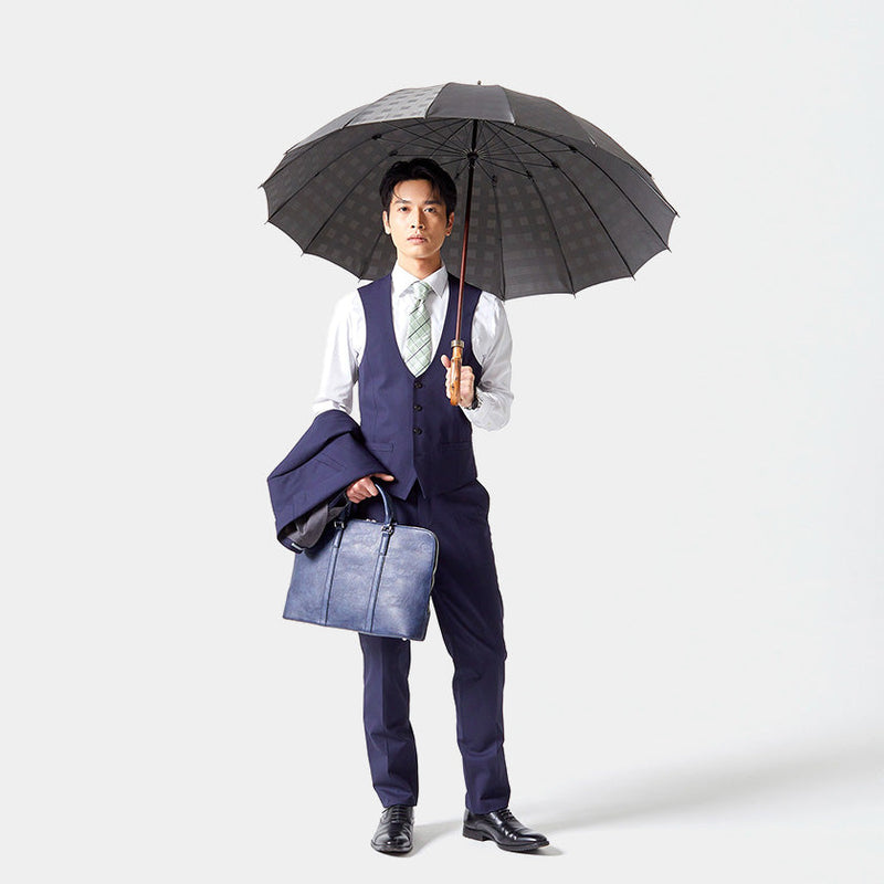 [Umbrella] Chess Long Carbon ของสุภาพบุรุษ (สีเทา) | Tokyo Umbrella | Maehara Koei Shoten