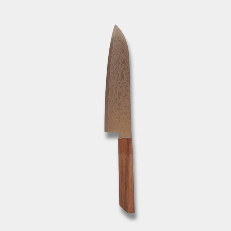 [廚房（主廚）刀] 鈷不鏽鋼岔斷 69 層大馬士革桑托庫刀具180毫米 Oak 八角形圖案-卡基希布完成- | 阪神 Forged Blades