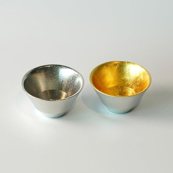 [Sake Cup] Kiki-2 Tin และ Gold Leaf Set | Takaoka Bronze Casting