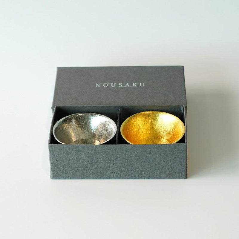 [Sake Cup] Kiki-2 Tin และ Gold Leaf Set | Takaoka Bronze Casting