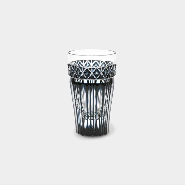 [แก้ว] แก้วเบียร์สีดำ Kiriko ในกล่อง Paulownia | Satuma Vidro | Satsuma Cut Glass