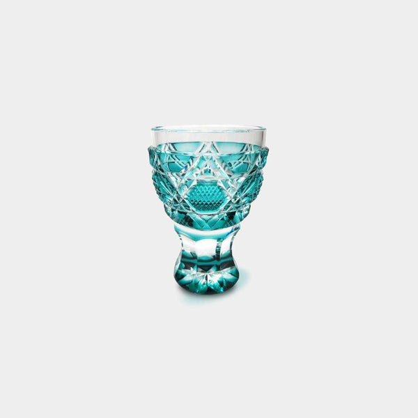 [Sake Cup] Horse Cup (สีเขียว) ในกล่อง Paulownia | Satuma Vidro | Satsuma Cut Glass