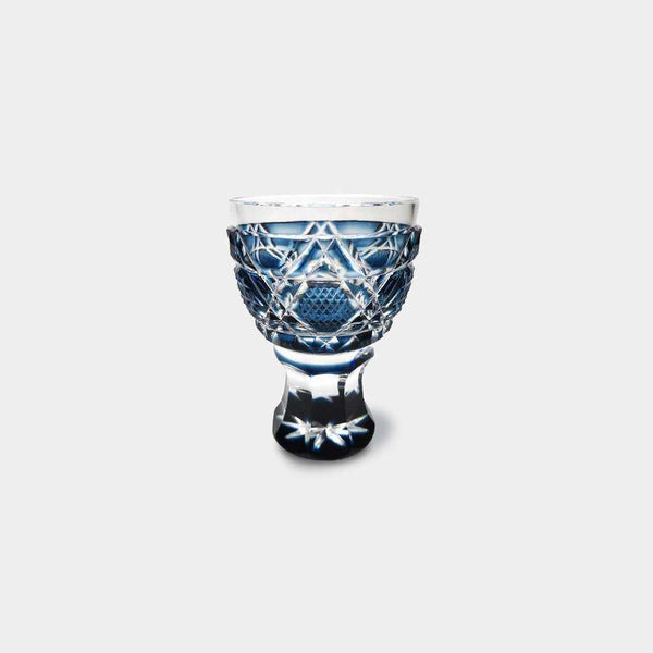[Sake Cup] Horse Cup (Indigo) ในกล่อง Paulownia | Satuma Vidro | Satsuma Cut Glass