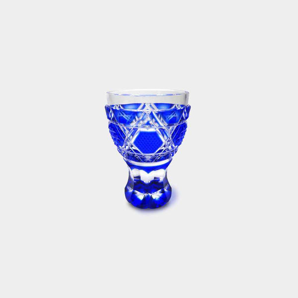 [Sake Cup] Horse Cup (Lapis Lazuli) ในกล่อง Paulownia | Satuma Vidro | Satsuma Cut Glass