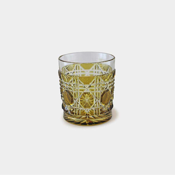 [แก้ว] แก้วเก่า (สีเหลือง) ในกล่อง Paulownia | Satuma Vidro | Satsuma Cut Glass