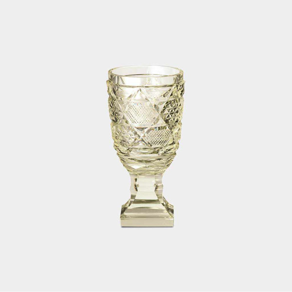 [Sake Cup] ถ้วยสมัยเก่าที่มีขา (กลาง) ในกล่อง Paulownia | Satuma Vidro | Satsuma Cut Glass