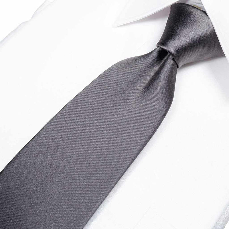 (领带)领带中灰色Miyavi 33 Momme丝绸缎面|