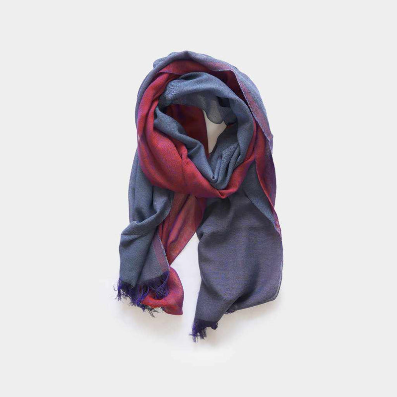 [圍巾]Stall Kasane葡萄染色（勃艮第X靛藍-海軍藍）| Gunnai紡織品