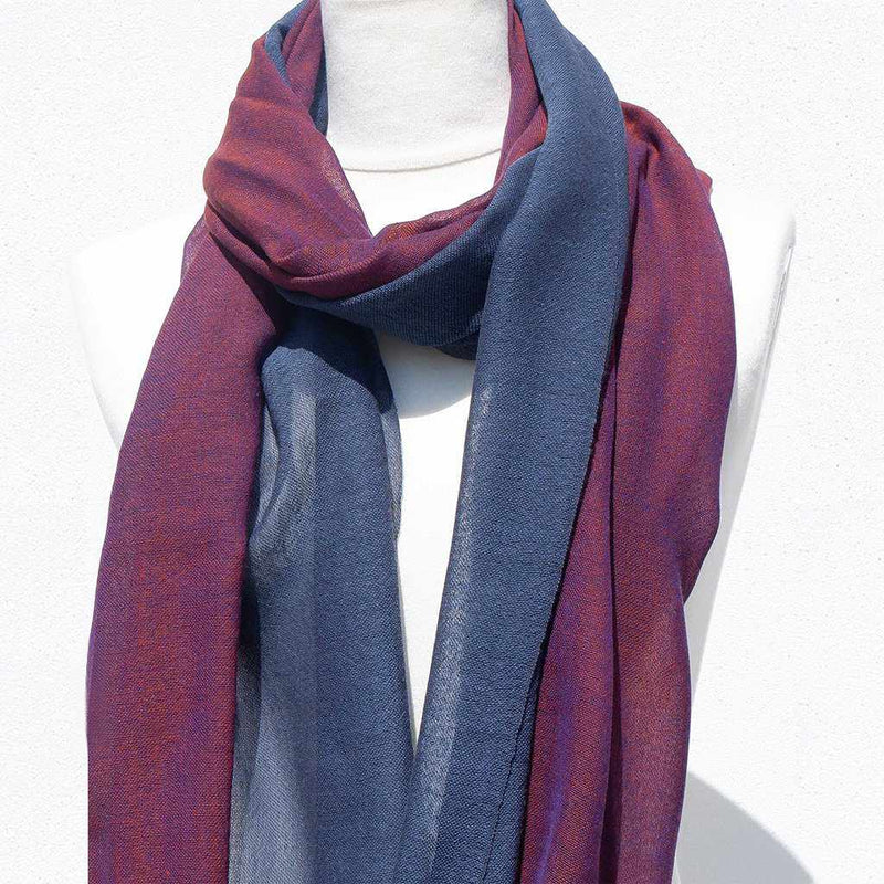 [圍巾]Stall Kasane葡萄染色（勃艮第X靛藍-海軍藍）| Gunnai紡織品