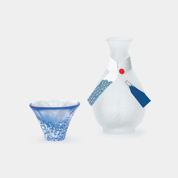 [Sake Bottle & Cup Set] Mt ฟูจิ (สีน้ำเงิน) | Marumo Takagi