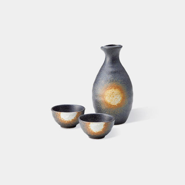 [Sake Bottle & Cup Set] รูปแบบการฉีดพ่น (3 ชิ้น) | Mino Wares | Marumo Takagi