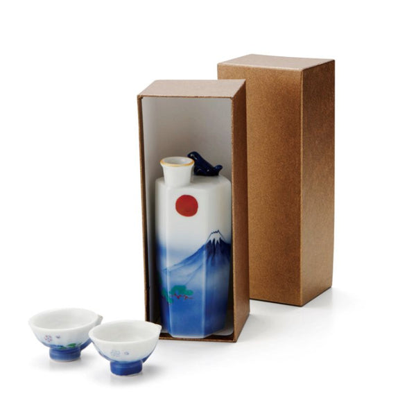 [Sake Bottle & Cup Set] Shun Japan ทำเสียง! ซากุระฟูจิ (3 ชิ้น) | Mino Wares | Marumo Takagi