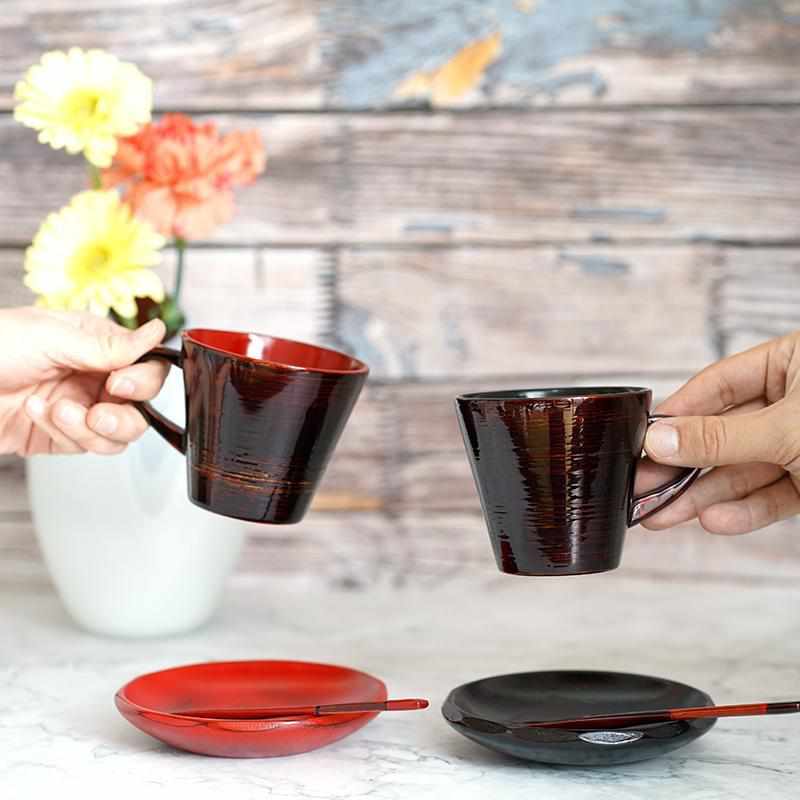 [ชุดถ้วยกาแฟ] 1 ชิ้น Uchi-Red | Yakumo Lacquerware