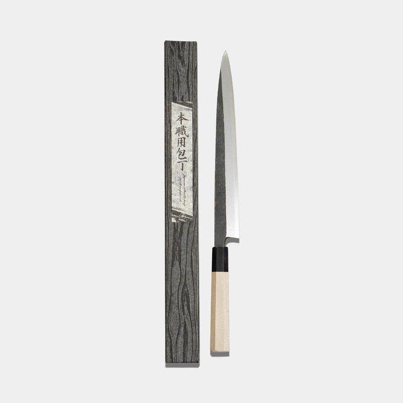 [Kitchen (Chef) Knife] Honsest-Hongazuim Yasuki-Hagane White Steel No.2 Yanagiba (ใบมีดด้านเดียว) Magnolia จับ 270 มม. | ใบมีดปลอม