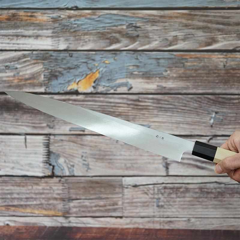 [KITCHEN (CHEF) KNIFE]  FINEST-HONGAZUIM YASUKI-HAGANE WHITE STEEL NO.2 YANAGIBA (SINGLE-EDGED BLADE) MAGNOLIA HANDLE 300MM | SAKAI FORGED BLADES