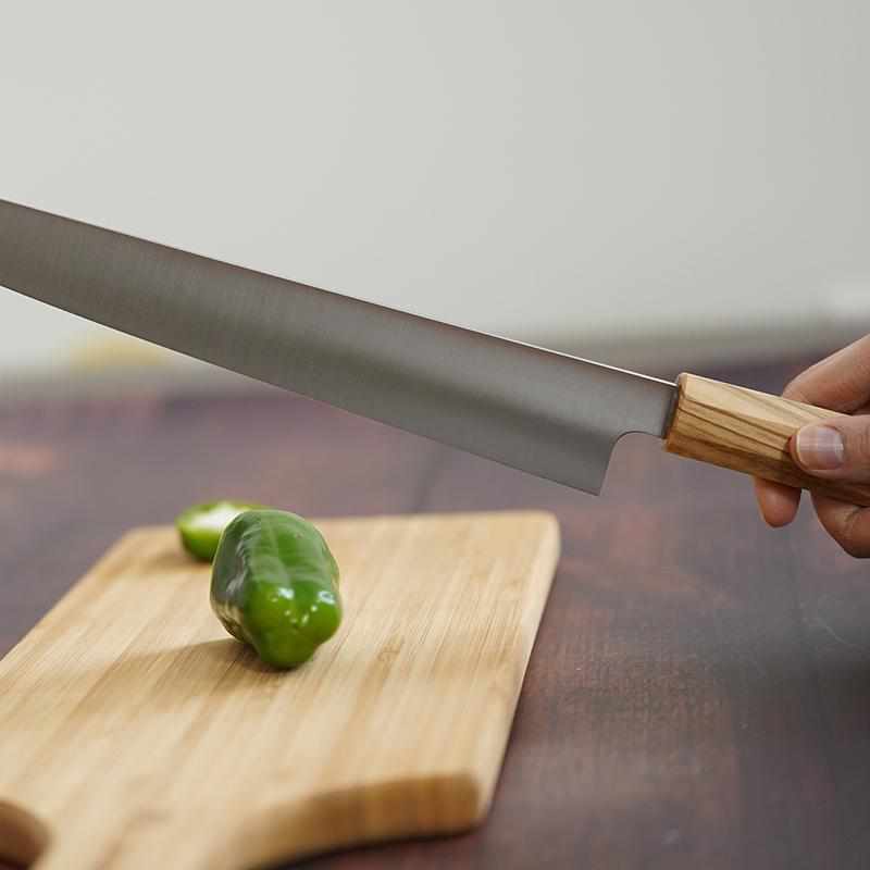 [Kitchen (Chef) มีด] Inox Swedish Steel Sujibiki (ใบมีดสองด้าน) ด้ามไม้มะกอก 270 มม. | ใบมีดปลอม