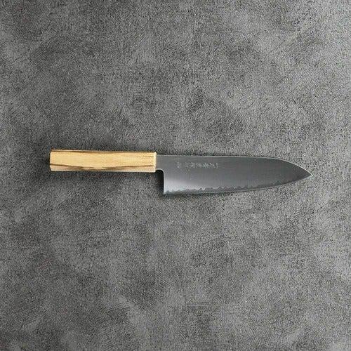 [廚房（廚師）刀] ITTOSAI-KOTETSU粉狀HSS超金（SG2）Santoku刀（雙刃）橡木手柄180mm | Seki偽造的刀片