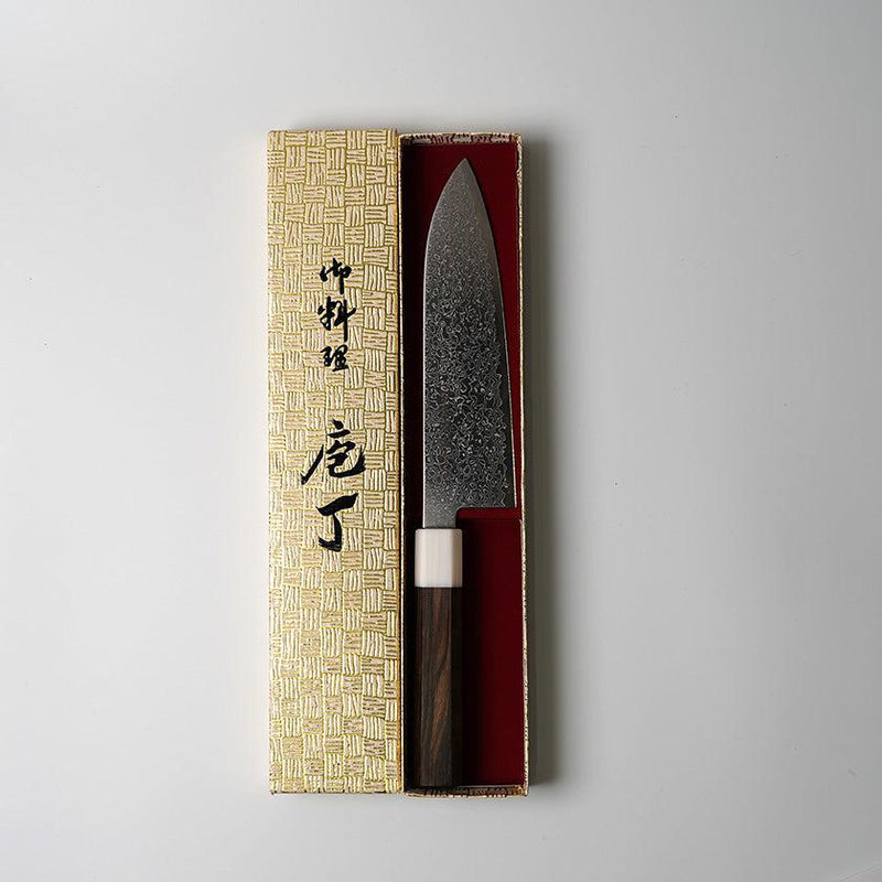 [Kitchen (Chef) มีด] ผง HSS SG2 DAMASCUS ญี่ปุ่นมีด Santoku Striped Ebony Octagonal Artificial Artificial Artificial Marble 180 | ใบมีดปลอม
