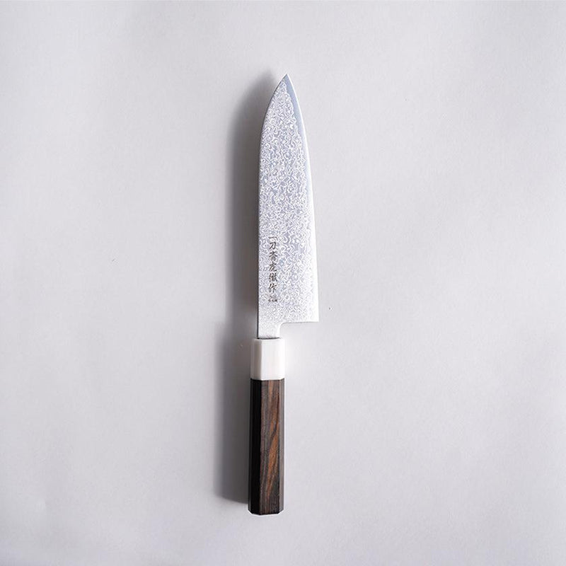 [Kitchen (Chef) มีด] ผง HSS SG2 DAMASCUS ญี่ปุ่นมีด Santoku Striped Ebony Octagonal Artificial Artificial Artificial Marble 180 | ใบมีดปลอม