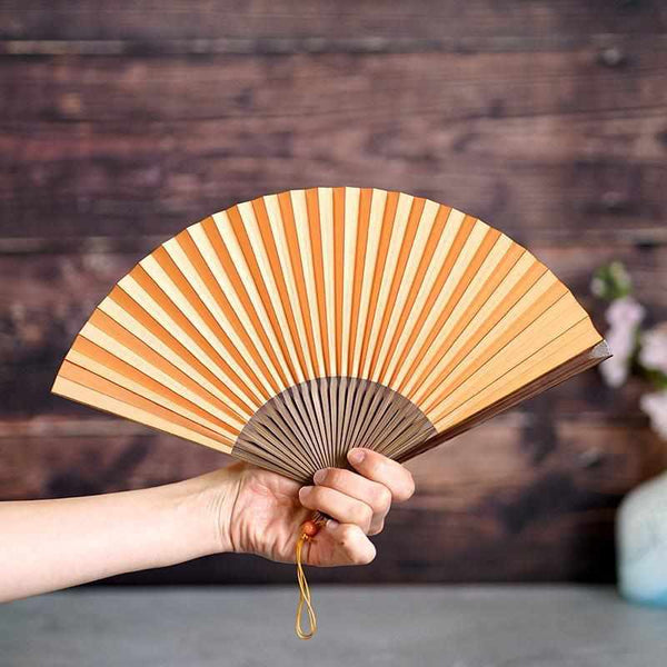 [แฟนมือ] Raushiki Urushi Pale Orange | Kyoto Folding Fans | Rakukei
