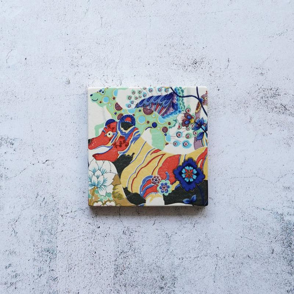 [แผงศิลปะ, จาน] 4pieces Kemonode กระเบื้องเซรามิก No.2 ~ 5 | Morphoshere | การย้อมสี Kyoto Yuzen