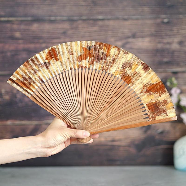 [Hand Fan] Hakusai Hakuiro Brown 7 Sun | Kyoto Folding Fans | Yasuto Yonehara