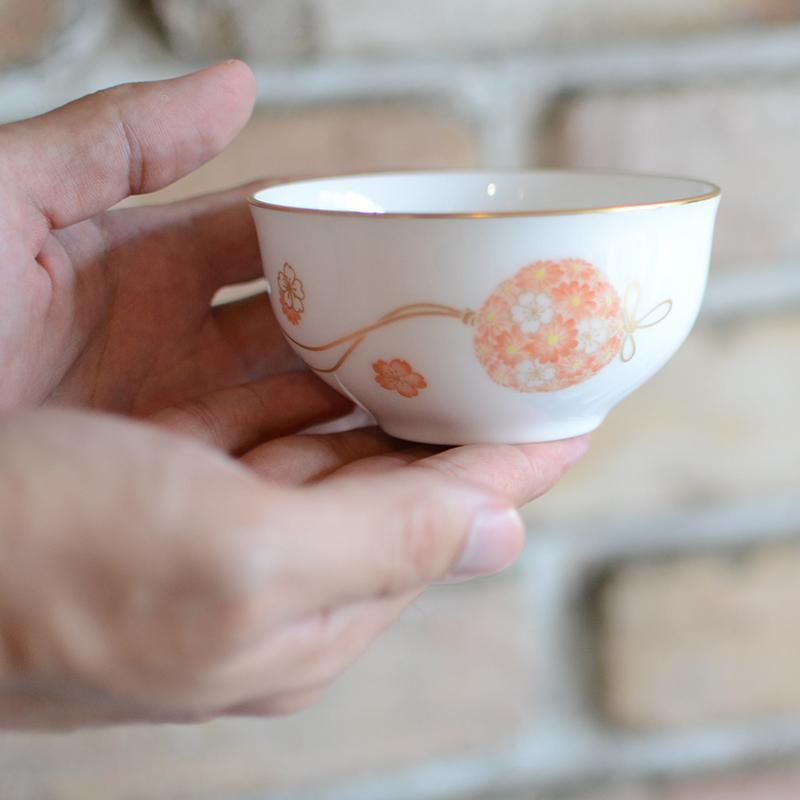 [MUG (CUP)] OKURA ART CHINA FLOWER BALL JAPANESE TEA CUP (5-PIECE SET) | CERAMICS