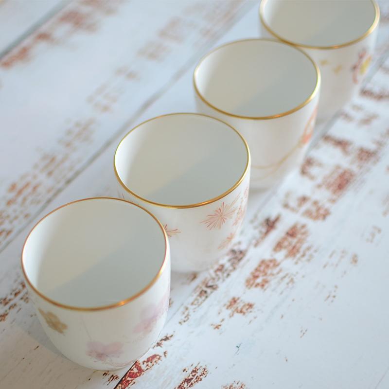[JAPANESE TEA CUP] OKURA ART CHINA FOUR SEASONS JAPANESE TEA CUP (4-PIECE SET) | CERAMICS