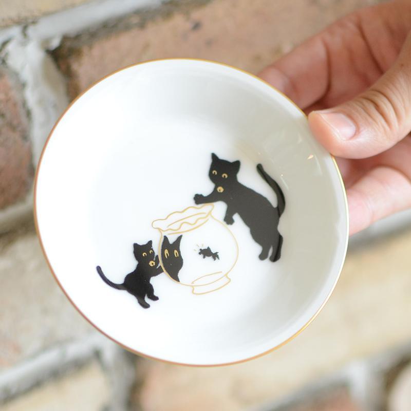[จานเล็ก ๆ (จาน)] Okura Art China Lucky Black Cat จานเล็ก ๆ ตอนที่ 2 | เซรามิก