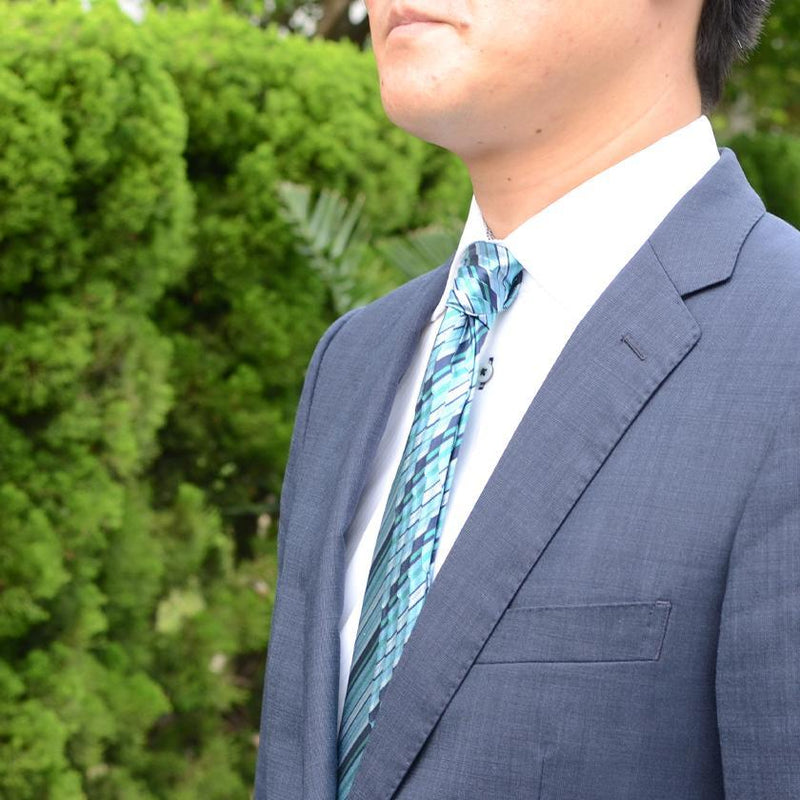 [Pleats Tie]多條紋綠色| Nekado | Nishijin Ori（紡織品）