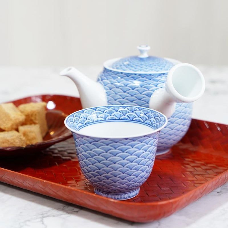 [ถ้วยชา] Sori-Sencha Hirado-Seigaiha | Mikawachi Ware | Hiradoshouzan