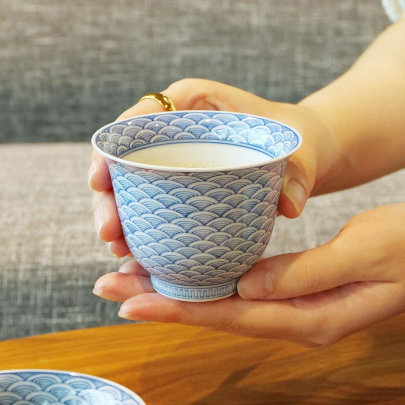 [ชุดถ้วยชา] 2 ชิ้น Soris-Sencha Hirado-Seigaiha | Mikawachi Ware | Hiradoshouzan