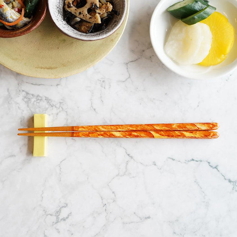 [Chopsticks] แปรงสี (สีส้ม) พร้อมที่เหลือ Chopstick (22.5 ซม.) | คริสตัล Wakasa Lacquerware