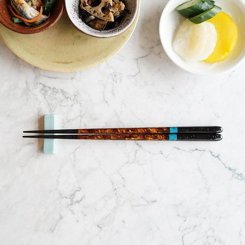 [Chopsticks] Night Sky Yoi พร้อม Chopstick Rest (22.5 ซม.) | คริสตัล Wakasa Lacquerware